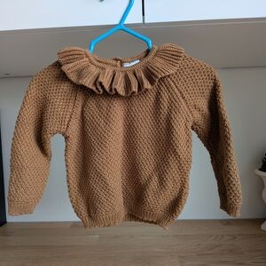 Jamie Kay Tan Ruffled Neck Sweater